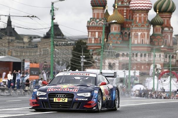 Der Audi RS 5 DTM auf Werbetour in Moskau. Foto: Audi/Auto-Reporter.NET